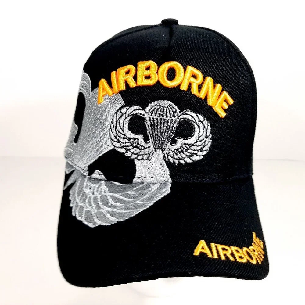 US Army Airborne Men's Cap Hat Embroidered Black A
